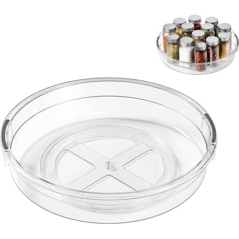 Plateau Tournant Lazy Susan 31 cm,Organiseur Cuisine,Plateau Rotatif Transparent Plastique,Épices Placard Frigo Cuisine Salle de Bain Table Buffet Table Maison Jardin Fête Réception Pique Nique (1/3)