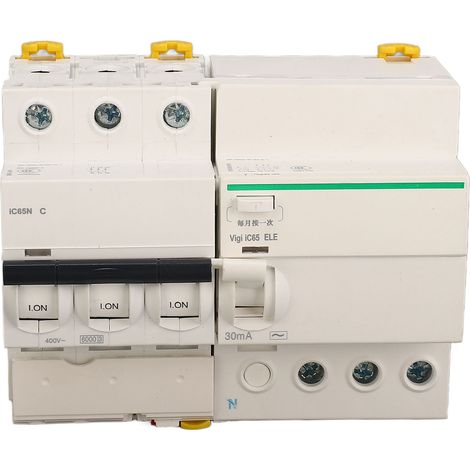 Disjoncteur 3P+N Protection Différentielle Interrupteur Automatique à Double Verrouillage Usage Domestique Courant Alternatif 400V 25A (1/5)