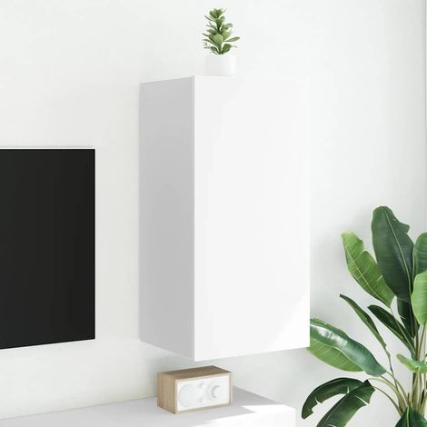 TV-Wandschrank mit LED-Leuchten Weiß 40,5x35x80 cm (1/5)