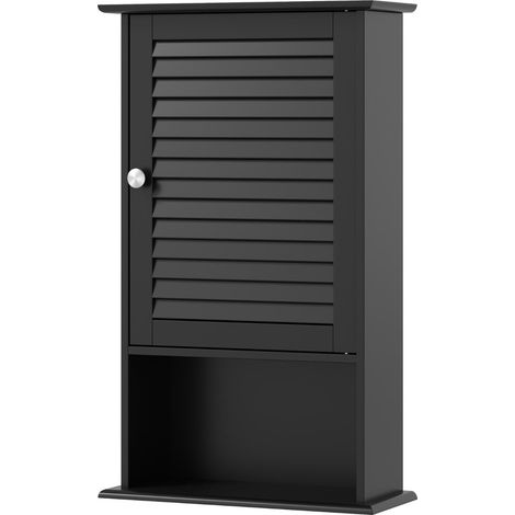 Mobiletto da bagno pensile 42 x 16,5 x 70 cm con ripiani regolabili design classico in MDF nero 200010303