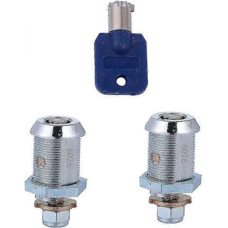 (4,5 x 2 cm) 2 serrures tubulaires à came de 17 mm pour porte de caisse de machine d'arcade, avec 1 clé. (1/3)