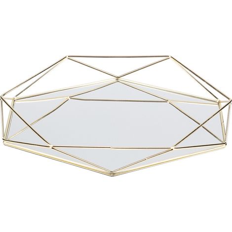 Plateau/boîte de rangement pour cosmétiques et bijoux de salle de bain en métal doré, or (1/5)