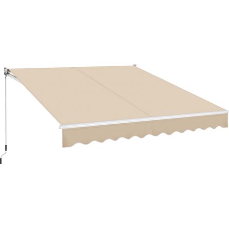 Yaheetech Tenda da Sole a Bracci Estensibili Avvolgibile da Esterno Balcone Finestra Porta Tettuccio Ristorante Tendalino a Scomparsa Manuale Resistente ai Raggi UV 300 x 250 cm/Beige