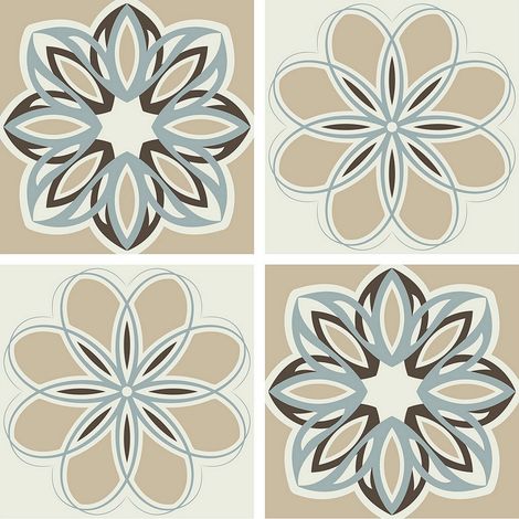 Stickers - Motifs fleurs beiges- 1 planche 30x30cm (1/4)