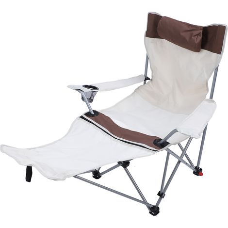 Chaise longue de camping en tissu Oxford 900D, 4 positions réglables, pliables, inclinables, portables, avec sac de rangement, pour randonnée en plein air, plage, kaki (1/5)