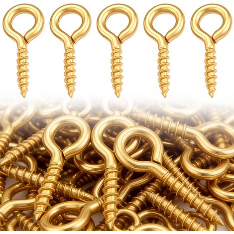 Vis à Oeillet 16mm,Lot de Crochets à Visser Petites Aiguilles à Œillets Auto-taraudeuses en Métal,pour Bois,Bricolage,Fabrication de Bijoux,Décoration Intérieure/Extérieure (1/5)