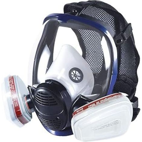 Maschera di sicurezza 18 in 1, maschera antigas, maschera facciale completa riutilizzabile con filtro di protezione respiratoria per molatura, vapori, particelle, lucidatura, saldatura