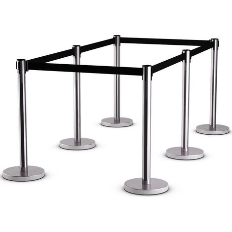 Usage intérieur et extérieur : 6 poteaux de délimitation à sangle rétractable pour clubs et événements, base lestée (1/5)
