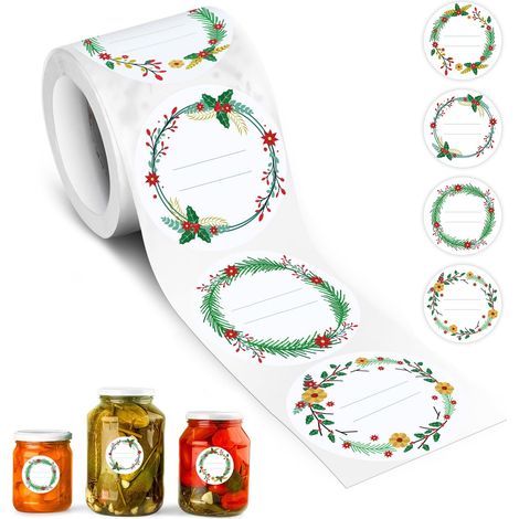 500 PièCes Etiquettes Autocollantes, Rondelles Etiquettes Autocollantes Bocaux de 5 cm, Avec 4 Motifs Décoratifs, Adaptées Aux Pots de Confiture, Sacs Cadeaux, Bouteilles En Verre (1/5)