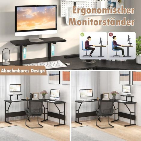 Gagnez de l'espace avec ce bureau informatique d'angle, 4 montages possibles, support écran mobile pour bureau ou gaming (1/5)