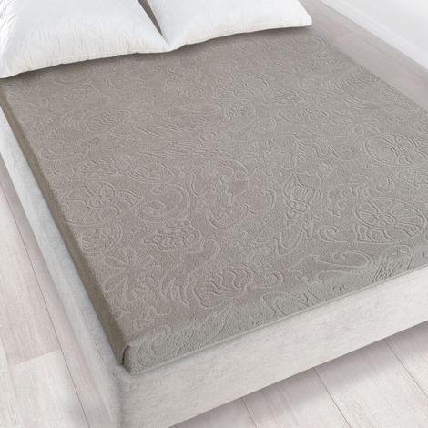 Lenzuolo con angoli elasticizzati ZWOLTEX TULIPAN4 jacquard grigio 275 g 175x220 cm (1/2)