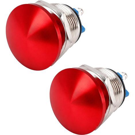 19mm 3V/6V/12V/24V/48V/110V/220V Bouton Poussoir, Bouton Poussoir 12V Rond à Tête Champignon, Interrupteur Poussoir Étanche IP65, Bouton Klaxon à Réinitialisation Automatique (1/5)