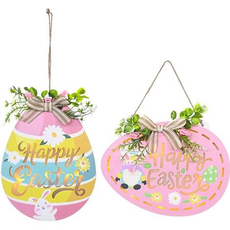 2 letreros luminosos de Pascua para la puerta – Diseño de gnomo, requieren pilas (1/5)
