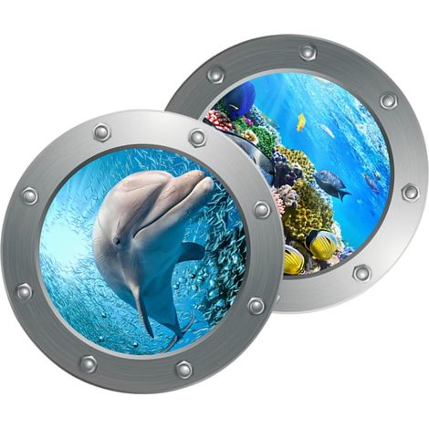 Lot de 2 stickers muraux sur le thème de la vie marine (1/5)