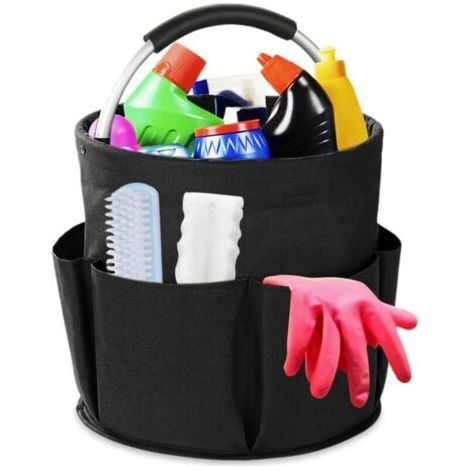 Professional Household Basket, Car Cleaning Product Storage, Transportable Cleaning Basket, Household Storage Bucket, Household Product Organizer, Cleaning Product Storage Box-Black (1/5)