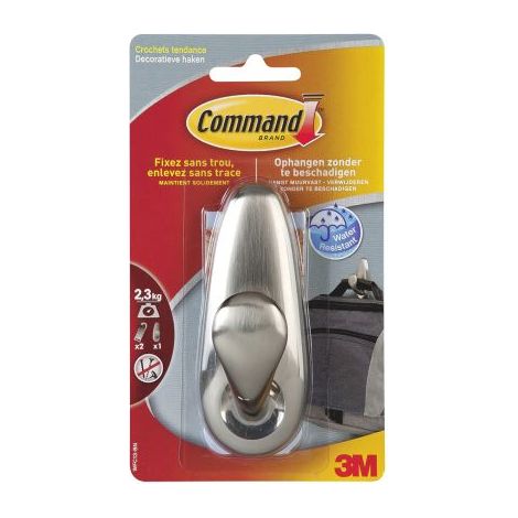Crochet adhésif Command, Argent x 1 172 x 99 x 8 mm ( Prix pour 1 Jeu )