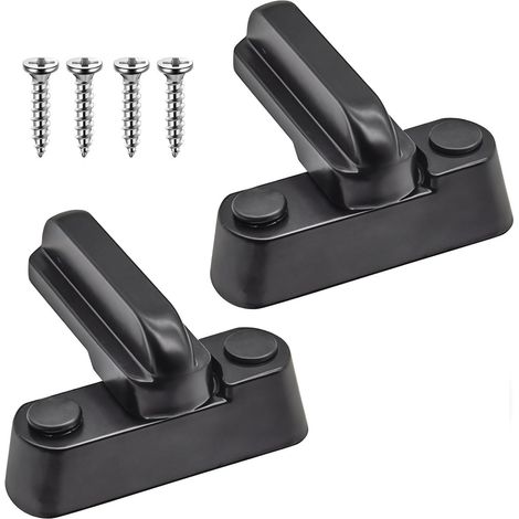 Lot de 2 verrous de sécurité en alliage d'aluminium noir, installation facile, compatibles avec fenêtres et portes en PVC (1/5)