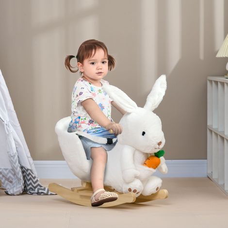 Cheval à bascule pour enfants de 18 à 36 mois - 60x33x50 cm - Cheval à bascule pour enfants montable avec sons réalistes - blanc