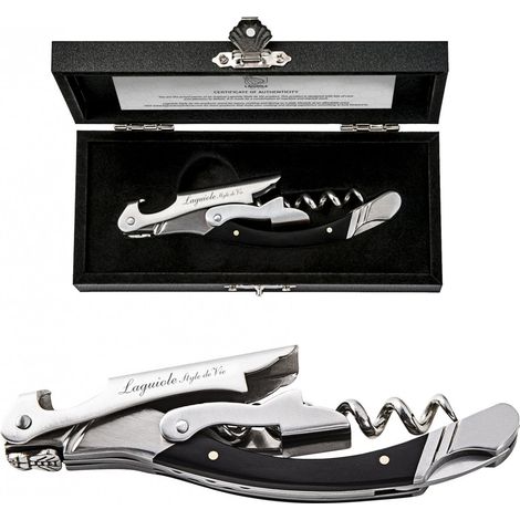 Tire-bouchon Laguiole en ébène, coffret élégant, ligne de luxe