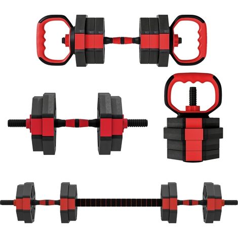 4-in-1 verstellbares Hantelset 15 kg rot MODENUIT (1/5)