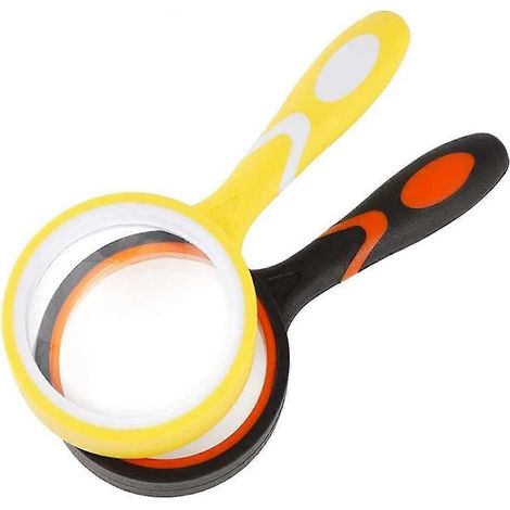Lot de 2 loupes de lecture en caoutchouc pour la lecture de livres, journaux, mots croisés et l'observation des insectes (noire et jaune) (1/5)