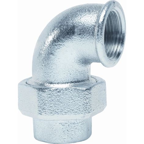 Gomito Con Bocchettone 3/4" Femmina-Femmina Zincato