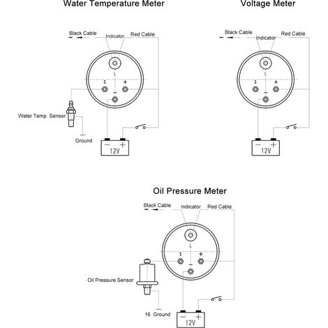 Kit de jauge Triple 2 pouces (52mm), 3 en 1, voltmètre, température de l'eau, pression d'huile, universel pour voitures 12V (1/5)