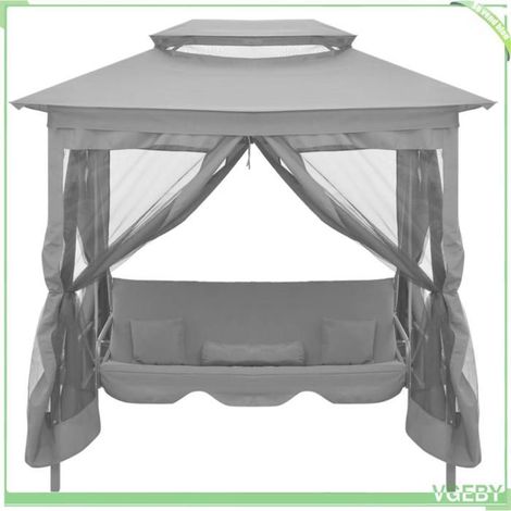 Balancelle convertible à auvent - FAFEICY - 45073 - Anthracite - Acier enduit poudre - 220x160x240 cm (1/5)