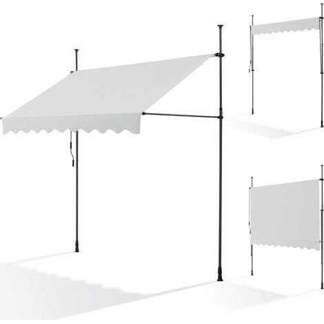 Canopée – Store banne manuel 250 x 120 cm – Auvent de terrasse sans perçage – Protection solaire anti-UV – Angle réglable 0° à 90°