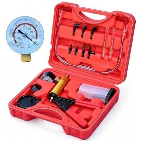 Pompe À Vide Manuelle Kit Extractrice Manomètre Et Testeur De Pression Purgeur de Liquide Frein - pour Réparation Entretien Vidange Atelier Automobile Garage Maison
