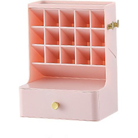 Coffret de rangement cosmétique multifonction, grand espace, tiroir organiseur pour bijoux, rouges à lèvres et maquillage, rose Sakura (1/5)
