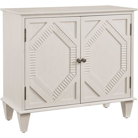Buffet rétro 2 portes en bois et MDF 85,29 x 40,01 x 76,50 cm blanc antique HOMVRA (1/5)