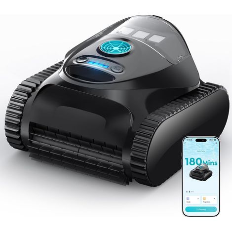 C1 Robot de Piscine Fond et Parois, Double Filtre, 7 Modes de Nettoyage, 180 Min d'Autonomie, Robot Piscine sans Fil, Aspirateur pour Piscines jusqu'à 150 m²,Bleu Nuit (1/5)