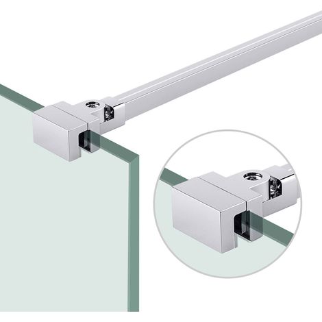 Heilmetz – Barre de stabilisation pour paroi de douche 500mm – Support orientable 180° en inox – Compatible verre 6-8 mm – Finition chromée