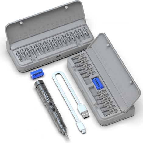 Mini tournevis électrique de précision sans fil avec 28 embouts magnétiques de précision, 3 niveaux de couple, protection contre les surcharges, kit d'outils de réparation pour téléphone, appareil pho (1/5)