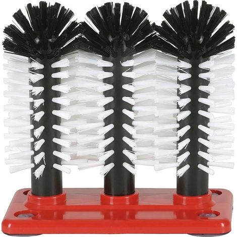Brosse à vaisselle pour verres, Brosse à verre, Kit de lavage 3 pièces, 3 x 18 cm, Fabriquée en Allemagne, Perlon, 4 patins caoutchouc, Stable pour éviers jusqu'à 20 cm