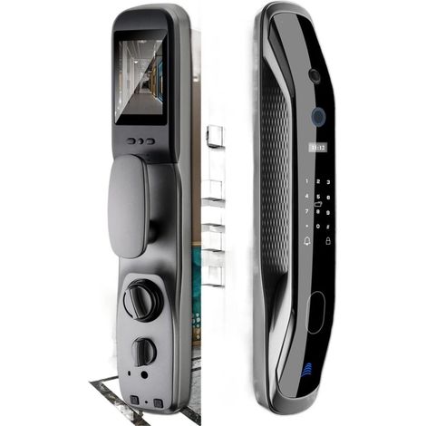 Serrure de porte intelligente Serrure biométrique d'empreintes digitales sécurité serrure de porte intelligente mot de passe serrures électroniques clé IC carte déverrouiller APP caméra serrure électr (1/5)