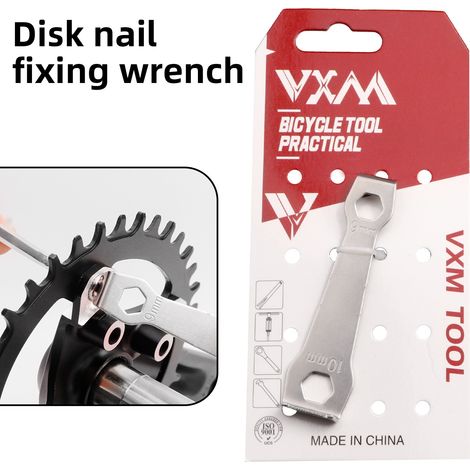 Clé à clous à disque argenté Outils pour plateaux de vélo VXM : tournevis plat, tournevis pour plateau, clé, outil pour vis de plateau (1/5)