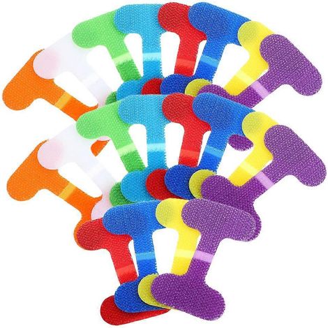 Lot de 20 étiquettes de câbles en nylon réutilisables, enrouleurs de câbles flexibles-3.80X3.00X0.30CM-Multi (1/3)