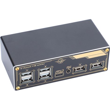 Compteur de puissance OLED à arrêt automatique, bloc commutateur USB 6 canaux, DC 5V 1-5A, Type C (1/5)