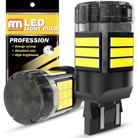 W21/5W 7443 T20 Ampoules LED Canbus Sans Erreur Super Lumineuses 5000LM 12V 24V 6000K Blanc 7440 7441 7444 pour Voiture Feu de Recul DRL Feux de Jours Feu de Freinage, 2 Pièces (1/5)