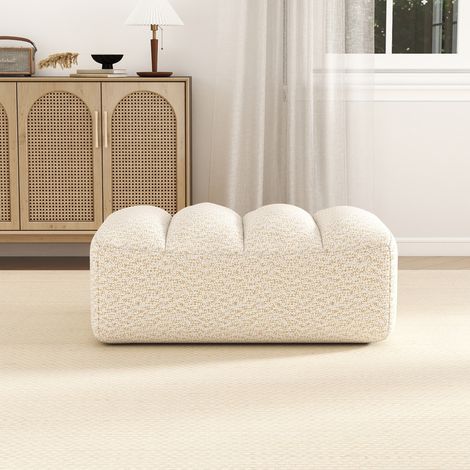 Brravo Ottoman en polaire granuleuse - Beige Blanc (1/5)