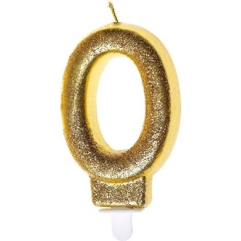Candela di compleanno 0 Glitter oro
