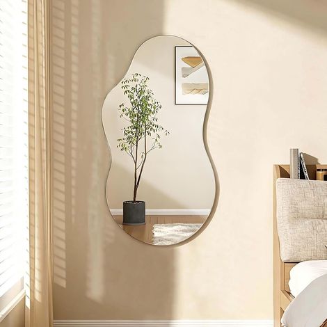 Miroir Mural Asymétrique Miroir Mural Moderne Unique Grand Miroir Asymétrique Irrégulier Verre HD pour Salle de Bain Salon Entrée Couloir Maquillage (1/5)