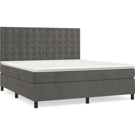 Maison Exclusive - Cama box spring con colchón terciopelo gris os (1/5)