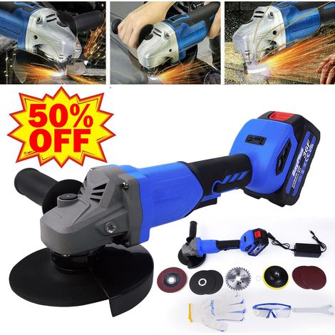 Brushless Cordless Angle Grinder Battery Charger Power Tools 115mm Cutting Discs (1/5)