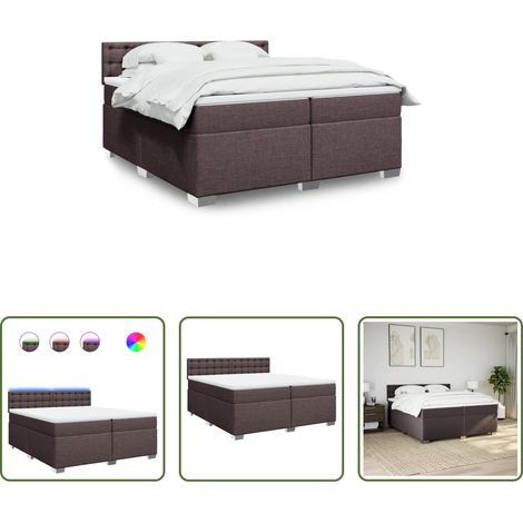 vidaXL Surmatelas - Sommier à lattes de lit avec matelas Marron foncé 200x200 cm (1/5)