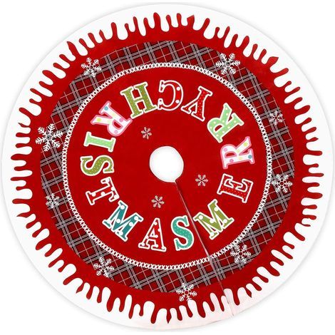 Jupe de Sapin de Noël, 122cm/48“ Couverture de Sapin de Noël avec sous-Couche de Sapin à Carreaux Couverture de Sapin de Noël Couverture Ronde de Sapin de Noël (1/4)