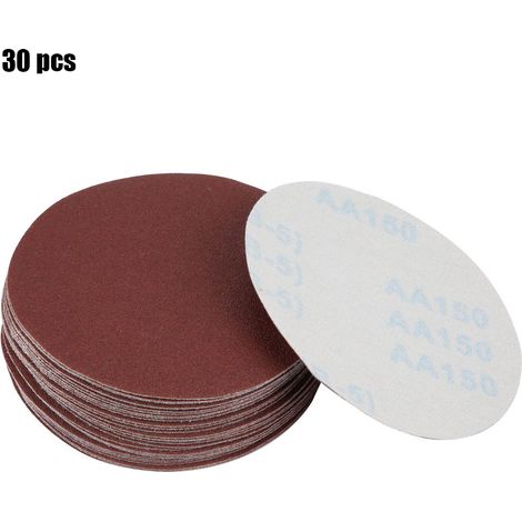 Ortviai Disques abrasifs ronds 5 pouces – 30 pièces, grain 120 rouge, fibres végétales, fixation velcro (1/5)
