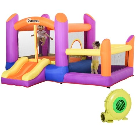 3-in-1 Kids Inflatable Bouncy Castle with Slide and Water Pool, 2.8x2.5x1.7m, for Ages 3-8, Includes Blower, Multi-Color Fun.